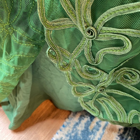 Phase 8 Embroidered Crewel Green Dress sz UK 18 US 14 - Picture 4 of 5